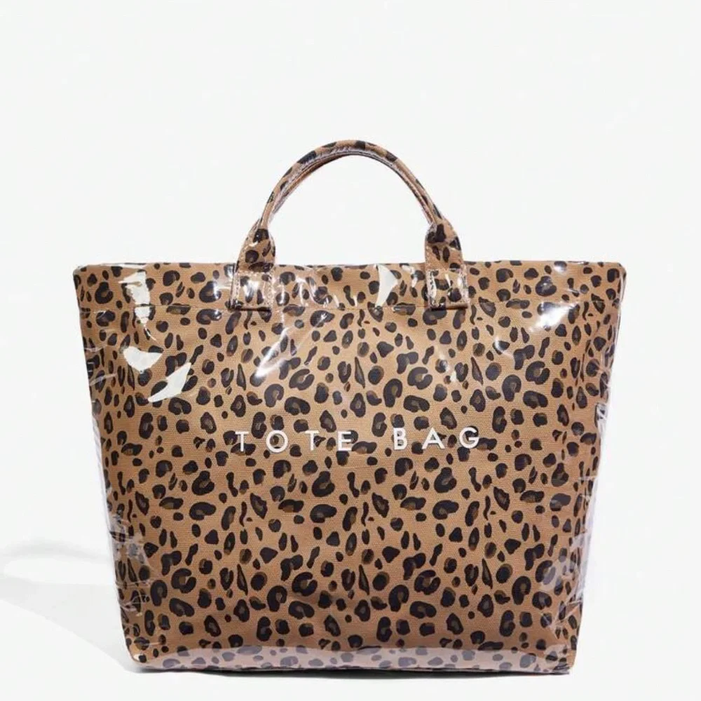 1pc Fashionable Leopard Print Jelly Large Capacity Tote Handbag, - Picture 4 of 4